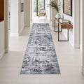 2.6x10 Washable Runner Rug:Modern Abstract Indoor Soft Carpet Grey by FXRHLP