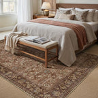 HUGEAR 5x7 Brick Red Vintage Floral Washable Area Rug for Living Room - Image 3