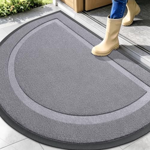 OLANLY Half Circle Front Door Mat Outside 47x32 All-Season Rubber Doormat by OLANLY