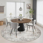 Round Area Rug Living Room: 4 ft Modern Washable Carpet Brown - Image 5
