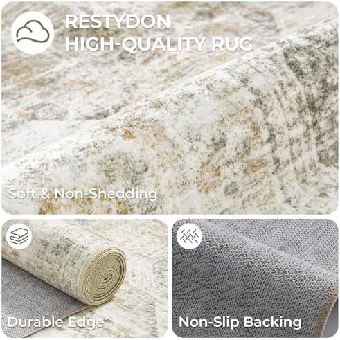 Rug Runners for Hallways Non Slip - 2x8 Runner Rug for Bedroom, Washable Runner with Rubber Backing, Soft Low-Pile Carpet for Kitchen, Laundry, Bathroom (2'x8', Grey/Yellow) - Image 7