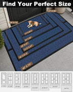 Mibao Front Door Mat Outdoor Entrance, 36" x 17" Heavy Duty Welcome Mat for Outdoor and Indoor, Waterproof Dirt Trapper Doormat, Super Absorbent Indoor Entryway Mat for Patio & Porch - Blue - Image 2
