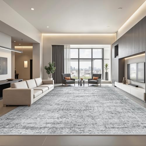 8x10 Area Rugs for Living Room,Large Washable Rug,Grey by Restydon