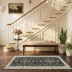 RELEANY Washable Area Rug, Runner 2'6"x5', Black/Vintage/Beige - Image 2