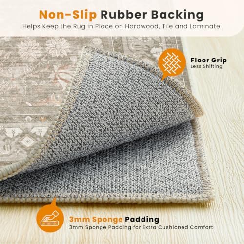 SameBed 8x10 Area Rug Living Room, Vintage Washable Carpet Vintage Brown - Image 5