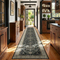 RELEANY Washable Area Rug, Runner 3'x20', Black/Vintage/Beige by RELEANY