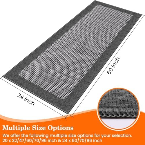 StepRite Kitchen Rugs, Kitchen Mats for Floor, 60"x24" Non-Slip Machine-Washable Kitchen Throw Rug, Absorbent Runner Rugs Office, Sink Standing Desk Mat, Decor Carpet, Grey - Image 2