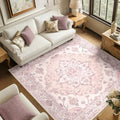 RELEANY Washable Area Rug, Square 6'x6', Pink by RELEANY