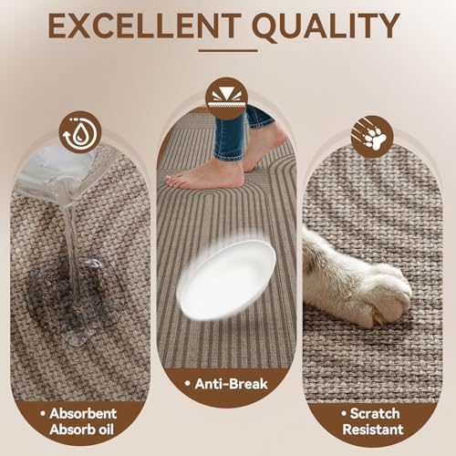 Kitchen Mats for Floor, Kitchen Rugs Non Slip, 17x59 Brown - Image 4