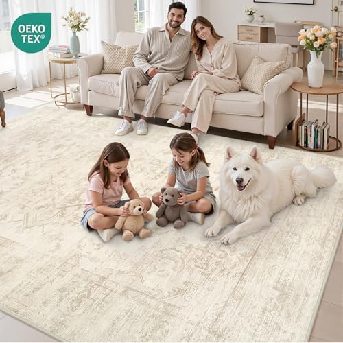 10x14 Area Rugs Living Room: Bedroom Washable Carpet Beige/Brown - Image 7
