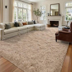 8x10 Extra Large Beige Fluffy Area Rug Non-Slip for Living Room Bedroom - Image 2
