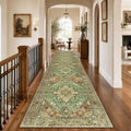 RELEANY Washable Area Rug, Runner 3'x12', Brick/Brown/Green by RELEANY