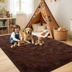 6x9 Large Brown Fluffy Soft Area Rug Non-Slip for Living Room Bedroom - Image 4