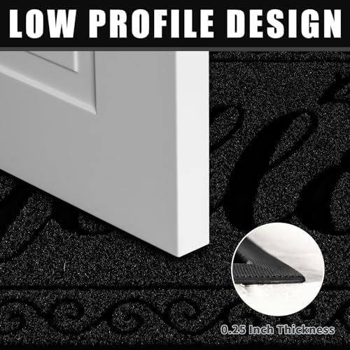 Yimobra Welcome Mats for Front Door 36x24, Heavy Duty Waterproof Outdoor Door Mat Outside Entrance, Non-Slip Low Profile Indoor Entryway Mat for Garage Patio, Black - Image 4