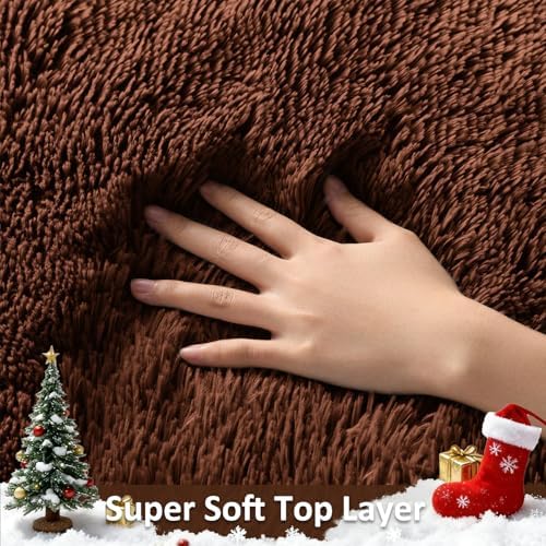 Ophanie 8x10 Brown Area Rugs for Living Room,Large Shag Bedroom Carpet,Big Indoor Thick Soft Shaggy Nursery Rug,Fluffy Carpets for Boy and Girls Room Dorm Decor Aesthetic with Over 99 pcs Pile fibers - Image 2