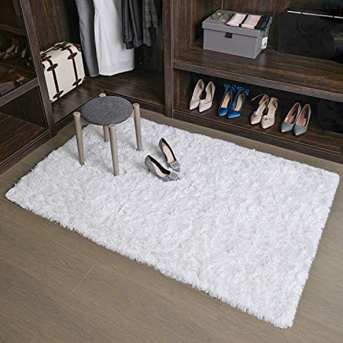 Ophanie Machine Washable 3 x 5 Feet White Rugs for Bedroom Fluffy, Shaggy Bedside Floor Dorm Area Rug, Soft Fuzzy Non-Slip Indoor Room Carpet for Kids Boys Girls Teen Home Decor Aesthetic, Nursery - Image 6