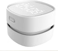 ODISTAR Counter Vacuum Cleaner,Mini Table dust Sweeper Energy with Digital Timer,Endurance up to 400 mins,360º Rotatable for Cleaning Rubber shavings,Crumbs Keyboard of Gifts for Kids(White)