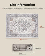 Amada Large 9x12 Washable Area Rug for Living Room, Taupe, Boho Vintage - Image 2