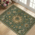 Vacuum-Friendly, 2x3 Washable Area Rug, Green Brown by meejou