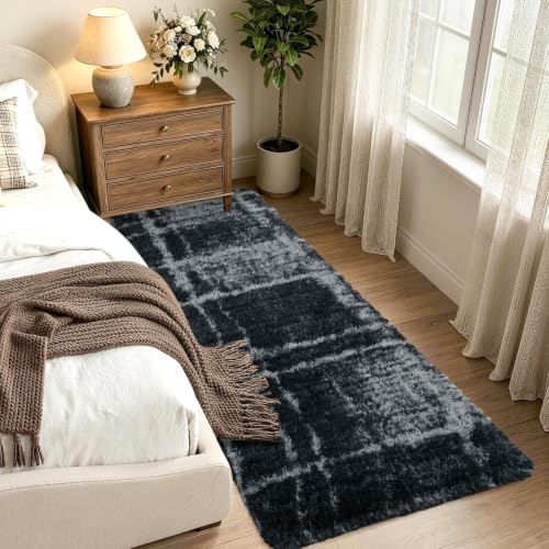 Noahas 2x6 Grey Fluffy Soft Runner Rug Non-Slip for Bedroom Dorm Hallway - Image 2