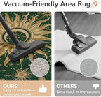 Vacuum-Friendly, Round 8ft Washable Area Rug, Green Gold Yellow - Image 3