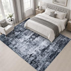 Area Rug Living Room: 5x5 Modern Washable Indoor Carpet Black - Image 3