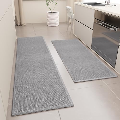 SUMLANS Kitchen Mats Set of 2 PCS for Floor, Washable Non Slip Rugs, Grey - Image 4
