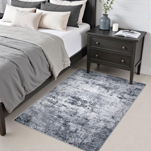 Area Rug Living Room: 3x5 Modern Washable Indoor Soft Carpet Grey - Image 4