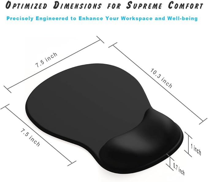 ErgoComfort Gel Wrist Rest Mouse Pad-Ergonomic Office Mousepad with Wrist Support-Non-Slip, Design Desk Accessories Mat for Home&Game Decor (09Black Set)