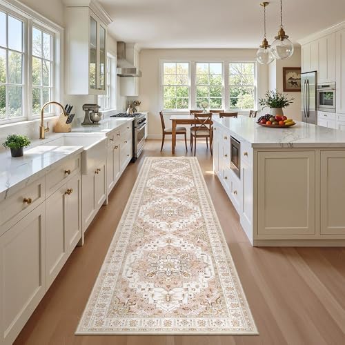 Madane Washable Runner Rugs 2x10 Long for Hallway Kitchen, Pink by Madane