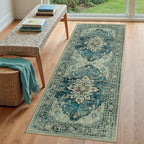 RELEANY Washable Area Rug, Runner 3'x7', Blue/Vintage Dark Blue - Image 3