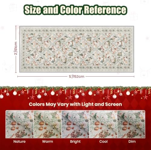 2x5 Christmas Runner Rug for Hallway,Washable Kitchen Rugs,Grey - Image 2