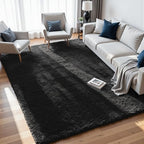 6x9 Fluffy Shag Area Rugs for Living Room Bedroom: Soft Plush Carpet Black by CarpetAddColortoYourLife