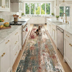 RELEANY Washable Runner 3'x12' Abstract Area Rug for Hallway Rustic Brown by RELEANY