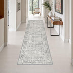 2.6x10 Washable Runner Rug:Modern Abstract Soft Carpet Black Grey by FXRHLP