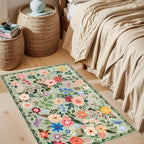 PLHXFR 2x3 Small Entryway Rug: Floral Washable Indoor Soft Carpet Green - Image 3