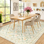 PLHXFR Area Rug 9x12 Living Room: Floral Washable Boho Carpet Beige Multi - Image 4