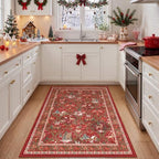 3x5 Christmas Kitchen Rugs for Living Room,Washable Area Rug,Red - Image 4
