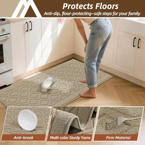 COSY HOMEER Kitchen Rugs Sets of 2 Non-Slip Washable,60x24Inch/35X24Inch - Image 5