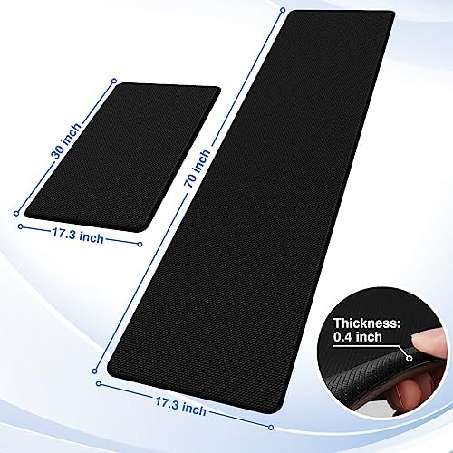 StepRite Kitchen Mats for Floor, 2-Piece Anti-Fatigue Kitchen Rugs, Black - Image 2