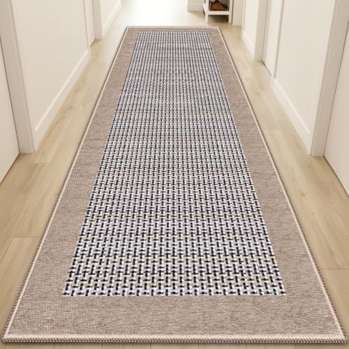 StepRite Kitchen Rugs, Kitchen Mats for Floor, 96"x20" Non-Slip Machine-Washable Kitchen Throw Rug, Absorbent Runner Rugs Office, Sink Standing Desk Mat, Decor Carpet, Khaki by Bringcushiontoyourlife