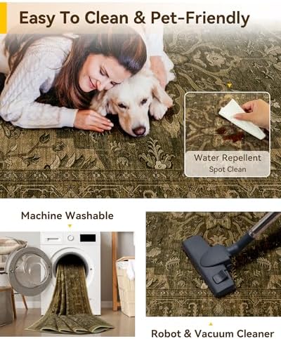 RELEANY Washable Area Rug, Small 2'x4', Brown/Dark Brown - Image 4