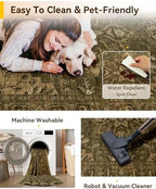 RELEANY Washable Area Rug, 3'x5', Brown/Dark Brown - Image 5