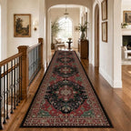 RELEANY Washable Area Rug, Runner 2'6"x14', Red/Black - Image 2