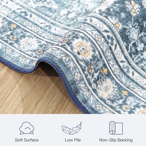 6x9 Area Rugs for Living Room Bedroom, Blue Washable Non-Slip Carpet - Image 7