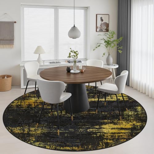 Round Area Rug Living Room: 6 ft Modern Washable Indoor Carpet - Image 4
