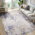 RELEANY Washable 5'x7' Abstract Area Rug for Living Room Gray Yellow by RELEANY