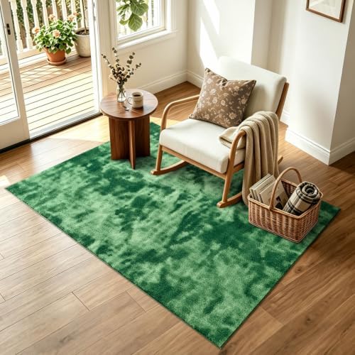 3x5 Tie-dye Green Area Rug Washable Non-Slip Soft Thin for Bedroom Kitchen - Image 3