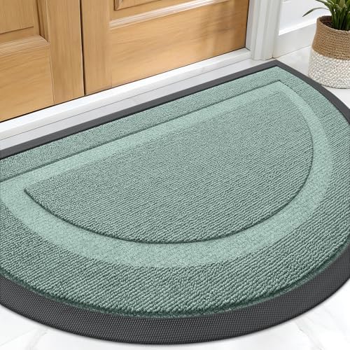 OLANLY Half Circle Front Door Mat Outside 29.5x17 All-Season Rubber Doormat by OLANLY