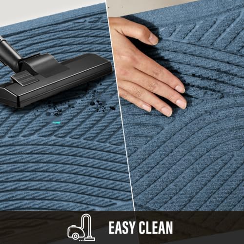 HIYARD Sturdy Front Door Mat, Absorbent Muddy Dirt Resist Welcome Door Mats Outdoor Indoor, Stain and Fade Resistant, Non-Slip Backing Entry Mat Low Profile Doormat for Entryway, 29×17, Light Blue - Image 7